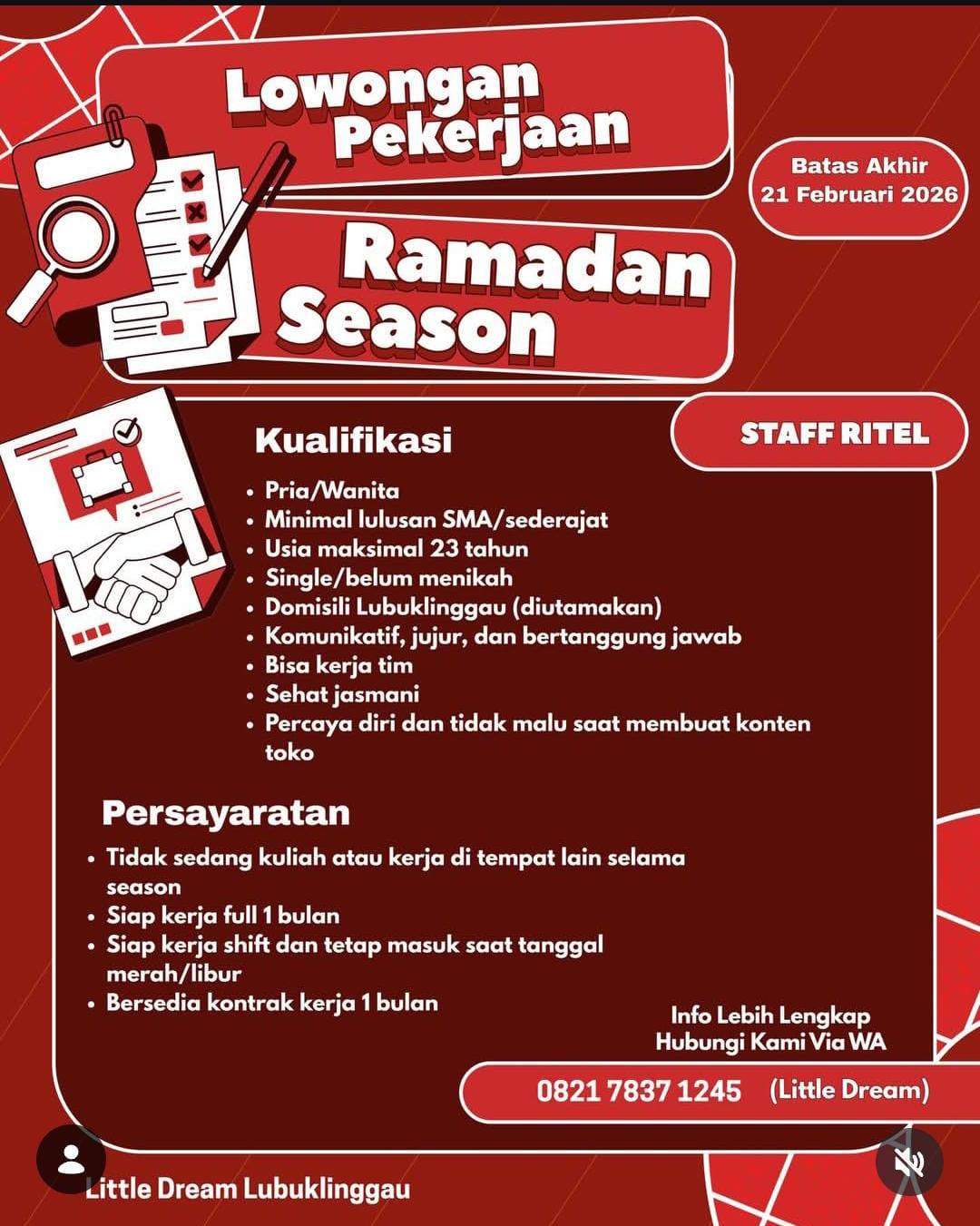 Lowongan Pekerjaan ( Ramadhan )