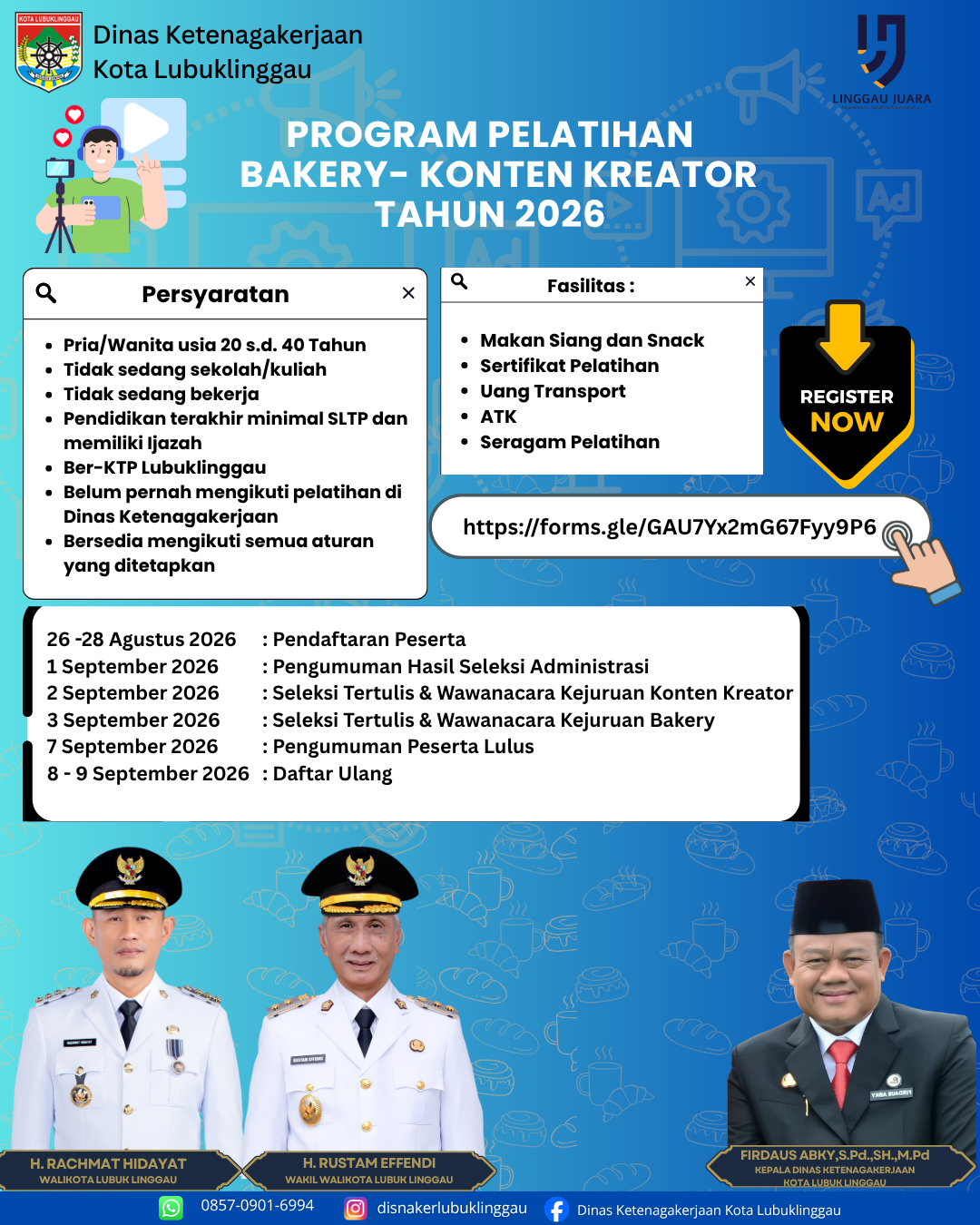 PENDAFTARAN PROGRAM PELATIHAN BAKERY DAN KONTEN KREATOR
